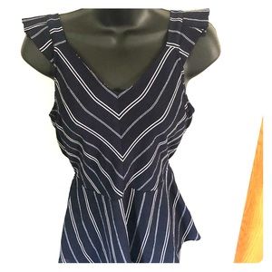 Monteau Tops - Navy striped peplum top Monteau Tops - Navy striped peplum top